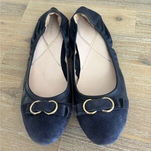 Cole Haan women’s leather ballet flats navy blue suede